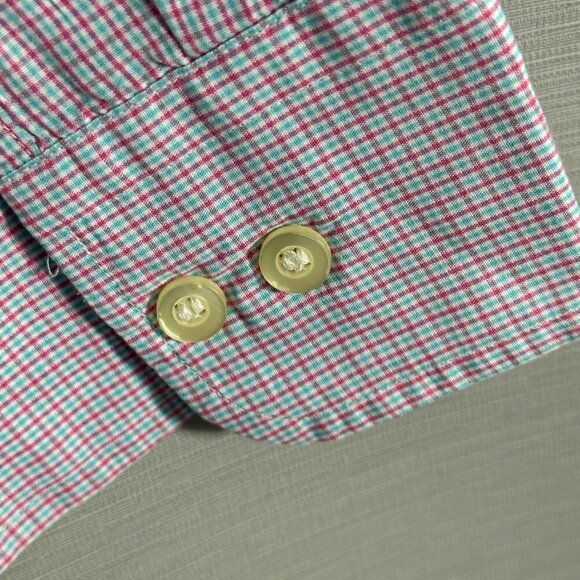 Club Monaco Shirt Mens Large Button Up Red Plaid Cotton Blend Long Sleeve - Picture 5 of 7